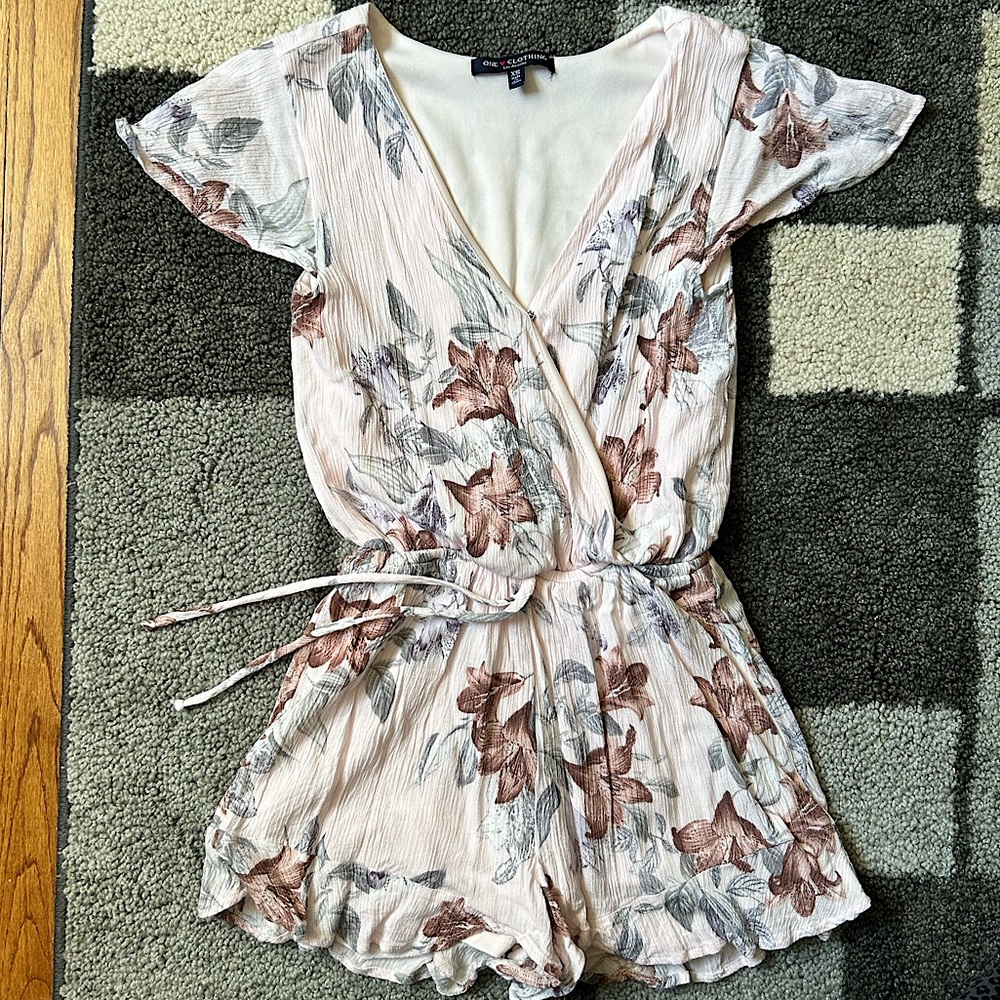 Pink floral romper
